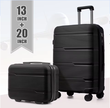 Rolling travel suitcase with cosmetic case